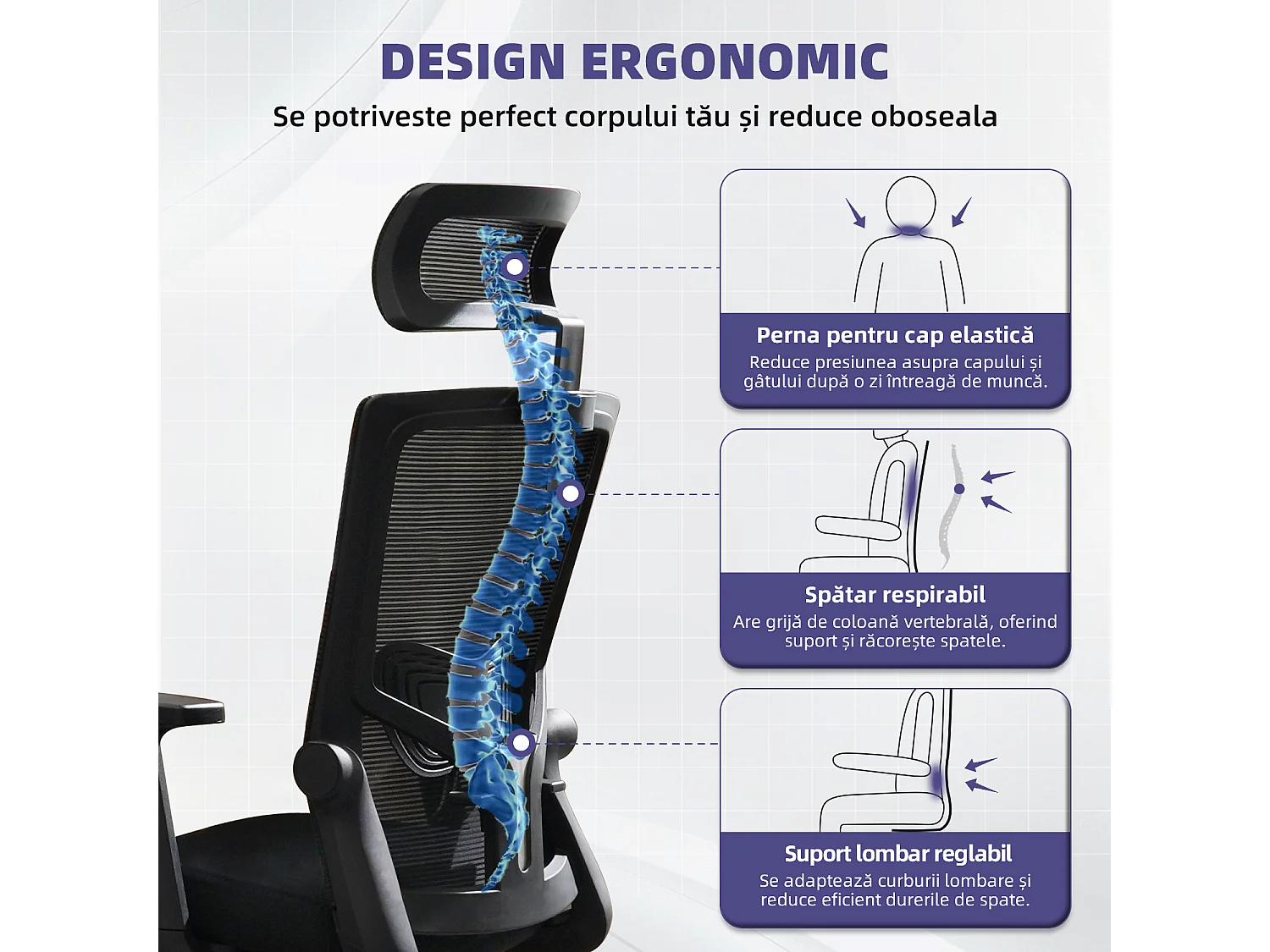 Hiazurm chaise de bureau ergonomique avec appuie-tête et accoudoirs réglables en hauteur – fauteuil de bureau confortable pour le travail à domicile