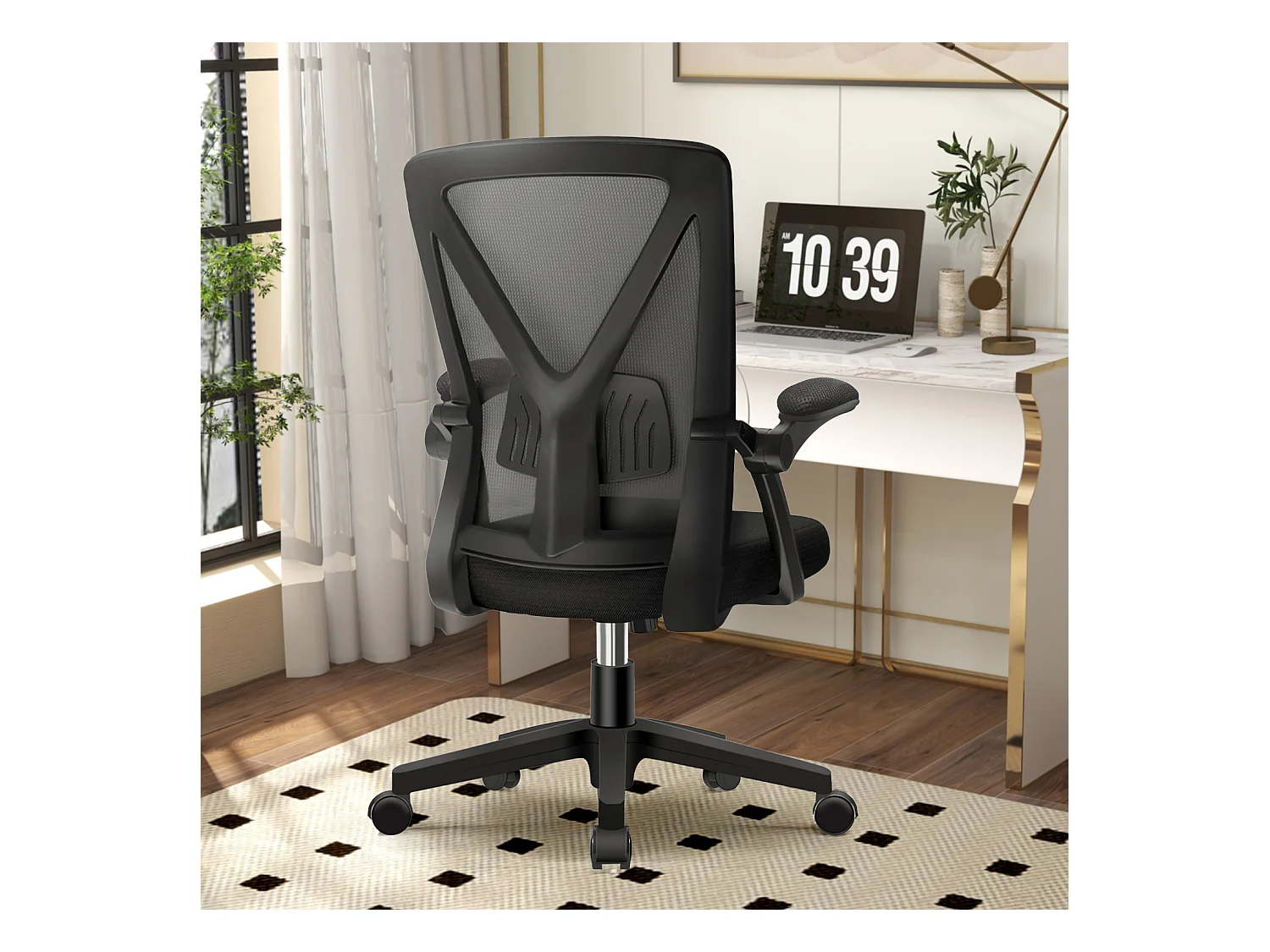 Hiazurm chaise de bureau ergonomique avec accoudoirs 90°, soutien lombaire 6cm – fauteuil confortable pour bureau ou maison