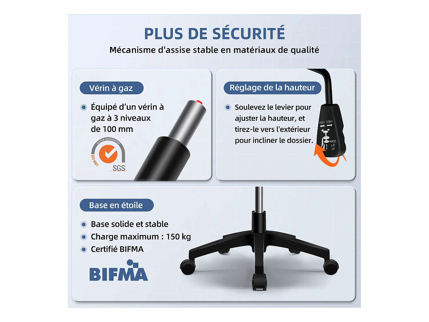 Hiazurm chaise de bureau ergonomique avec accoudoirs 90°, soutien lombaire 6cm – fauteuil confortable pour bureau ou maison