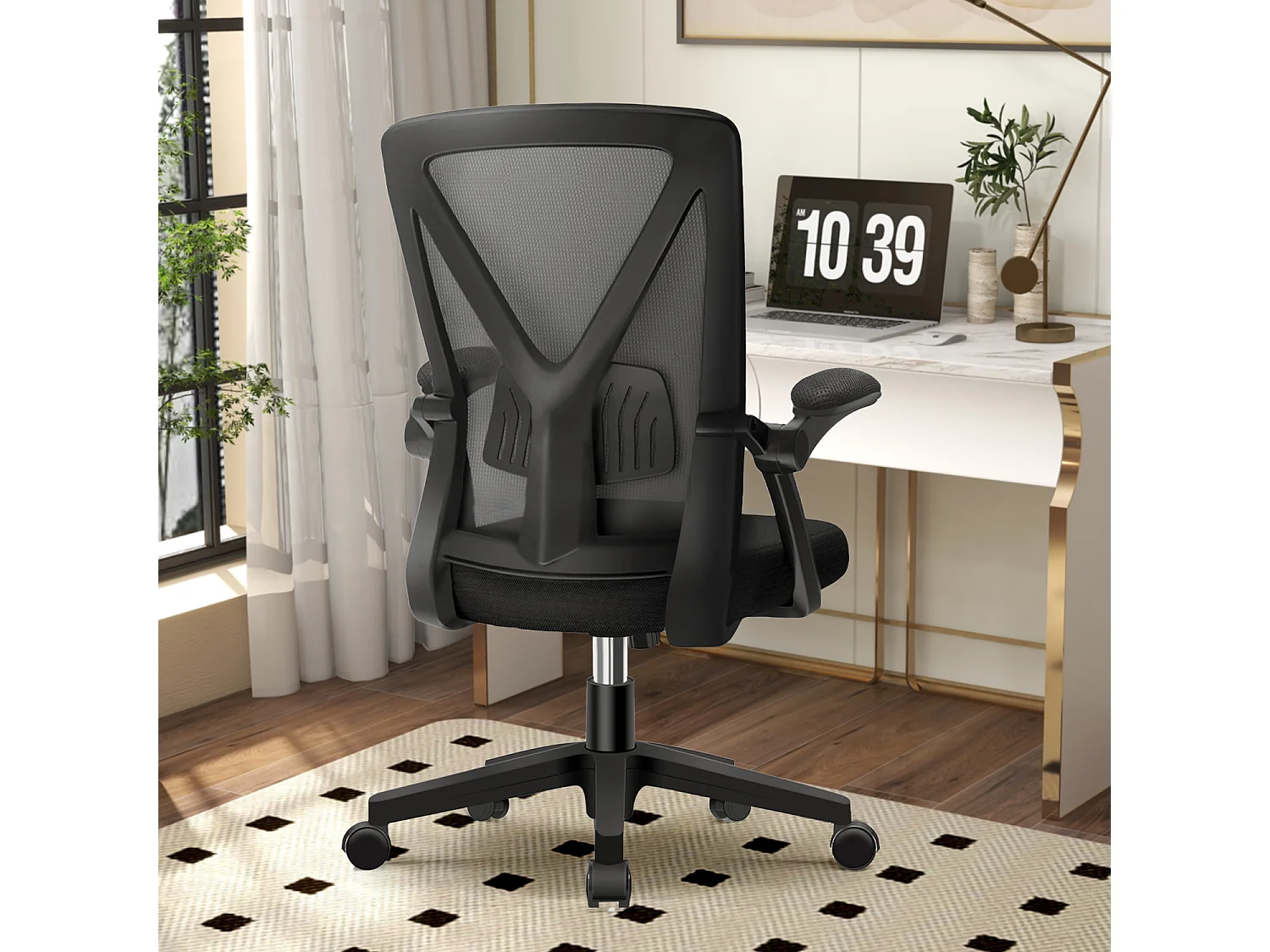 Hiazurm chaise de bureau ergonomique avec accoudoirs 90°, soutien lombaire 6cm – fauteuil confortable pour bureau ou maison