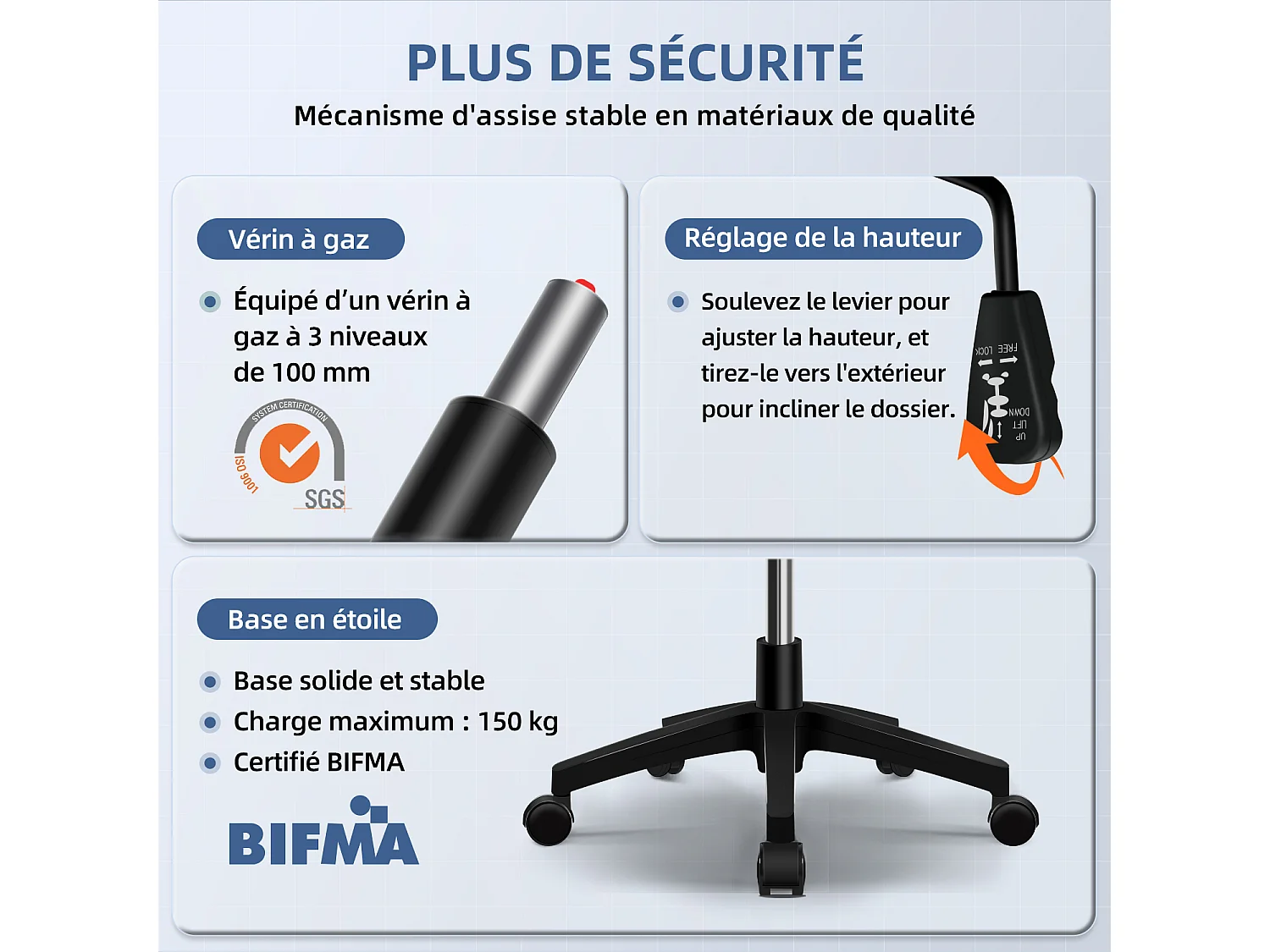 Hiazurm chaise de bureau ergonomique avec accoudoirs 90°, soutien lombaire 6cm – fauteuil confortable pour bureau ou maison