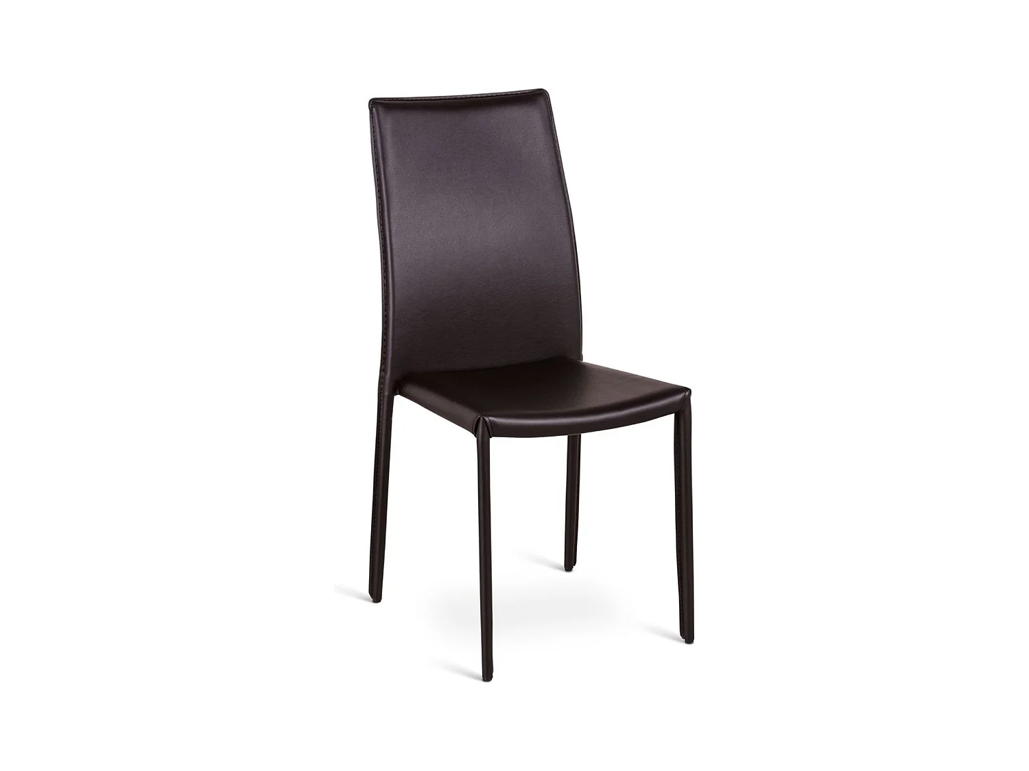 Lot de 4 chaises de salle à manger empilables vintage "Fiordaliso" en similicuir chocolat, 41x42 cm, 95h