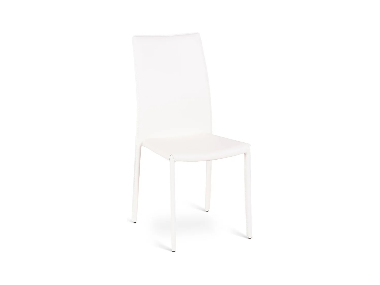 Lot de 4 chaises de salle à manger empilables vintage "Fiordaliso" en simili cuir blanc, 41x42 cm, hauteur 95 cm.