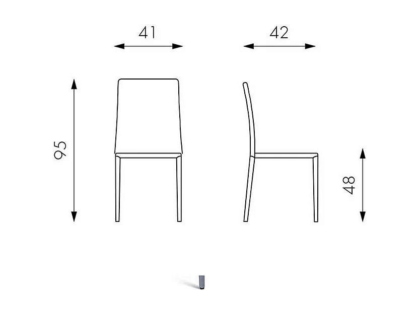 Set van 4 stapelbare vintage "Fiordaliso" witte imitatieleren eetkamerstoelen, 41x42 cm, 95 cm hoog.