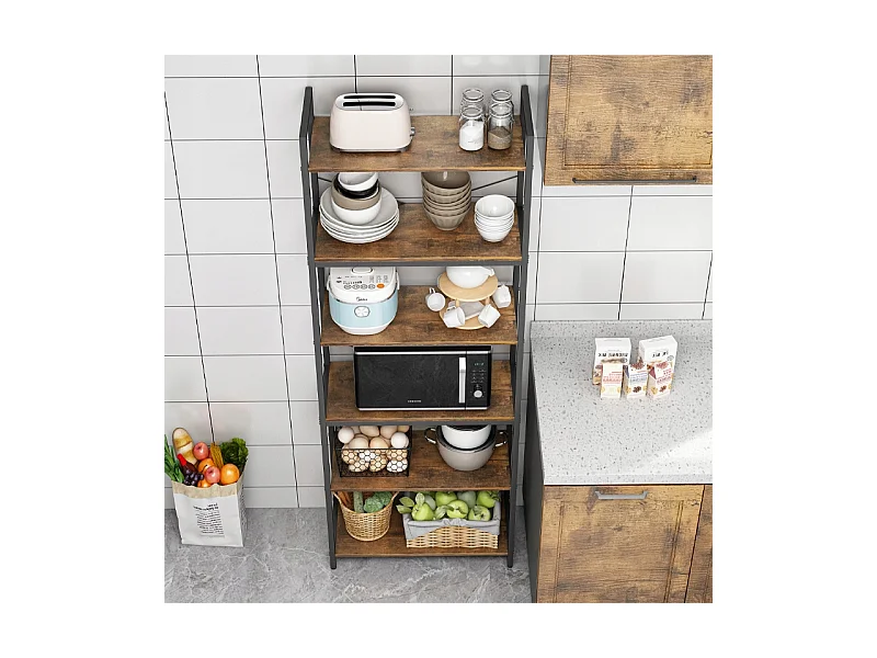 Regał półka industrialny stojący 6 półek drabinka na książki jasny brąz