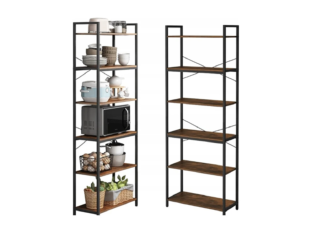 Regał półka industrialny stojący 6 półek drabinka na książki jasny brąz