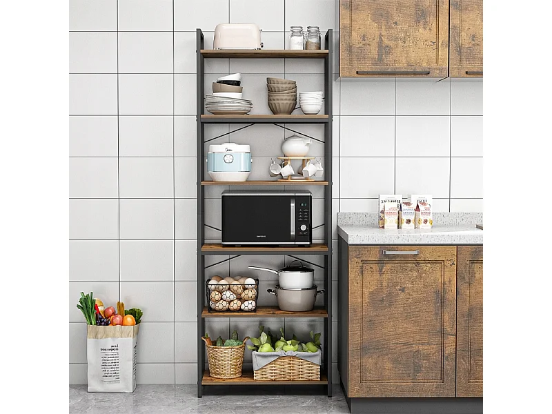 Regał półka industrialny stojący 6 półek drabinka na książki jasny brąz