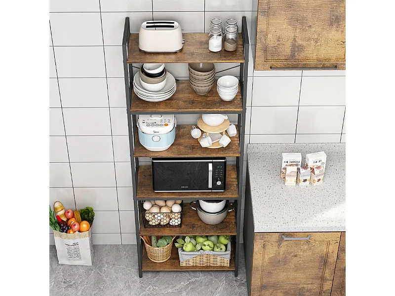 Regał półka industrialny stojący 6 półek drabinka na książki jasny brąz