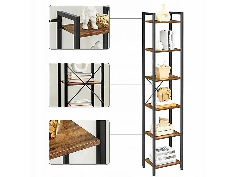 Biurowy regał na książki biblioteczka wysoki industrialny słupek vintage