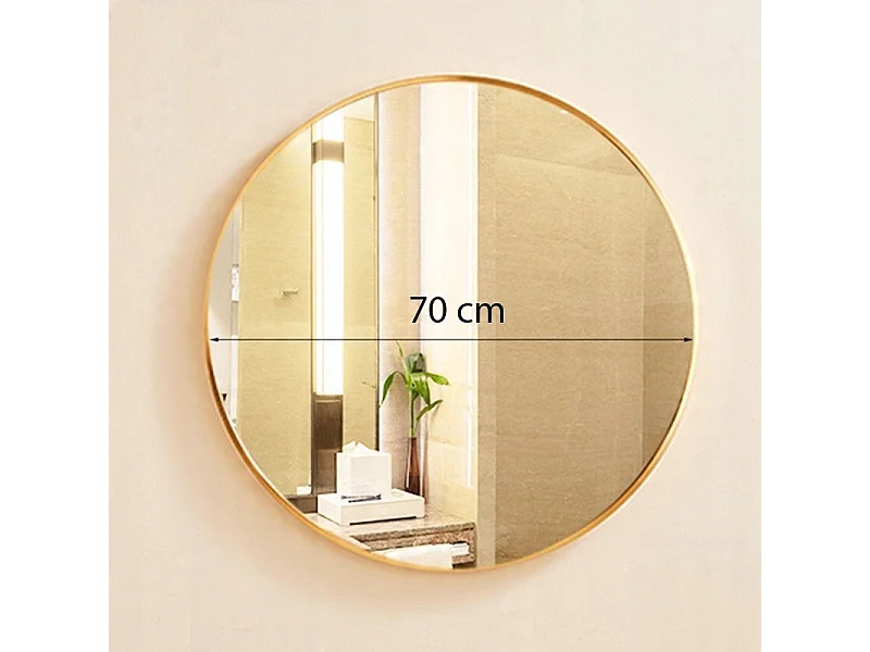DUŻE LUSTRO OKRĄGŁE Industrialne ŁAZIENKOWE SALON SYPIALNIA ZŁOTE 70CM XXL