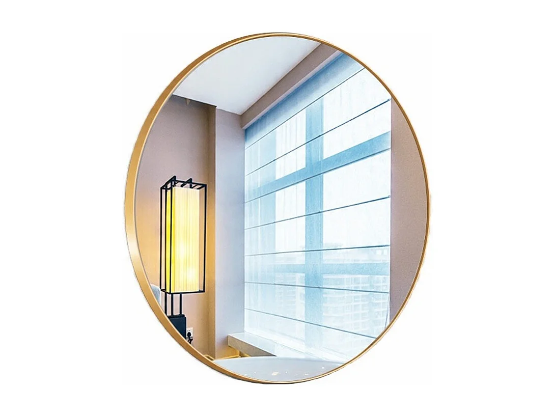 DUŻE LUSTRO OKRĄGŁE Industrialne ŁAZIENKOWE SALON SYPIALNIA ZŁOTE 70CM XXL