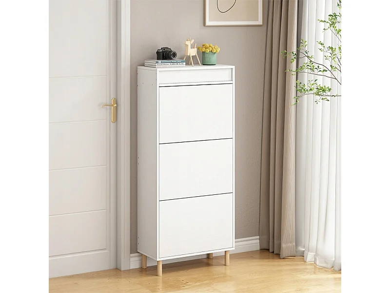 Szafka na buty biała schowek z lustrem loft stojący regał przedpokój 55cm