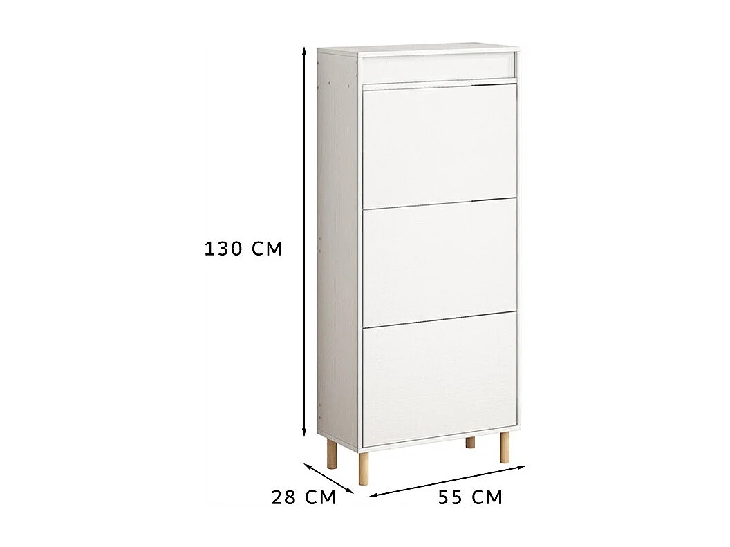 Szafka na buty biała schowek z lustrem loft stojący regał przedpokój 55cm