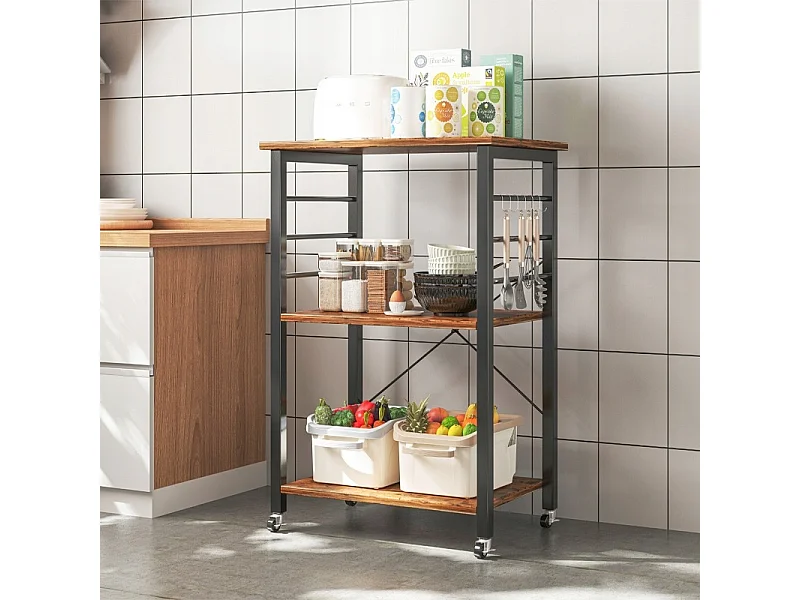 Armoire mobile sur roulettes table de petit déjeuner rustique chariot de cuisine loft