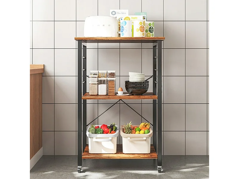 Armoire mobile sur roulettes table de petit déjeuner rustique chariot de cuisine loft