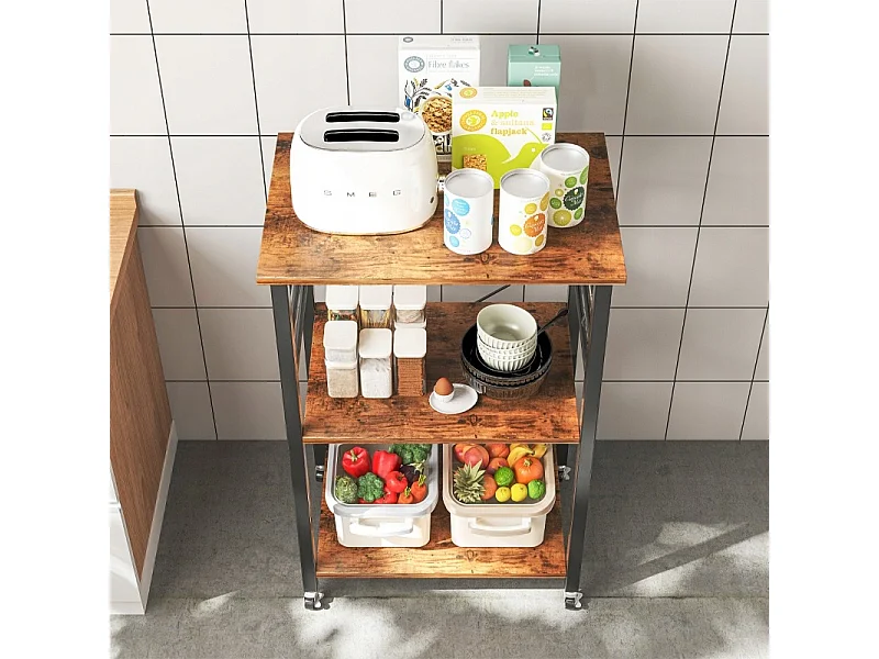 Armoire mobile sur roulettes table de petit déjeuner rustique chariot de cuisine loft