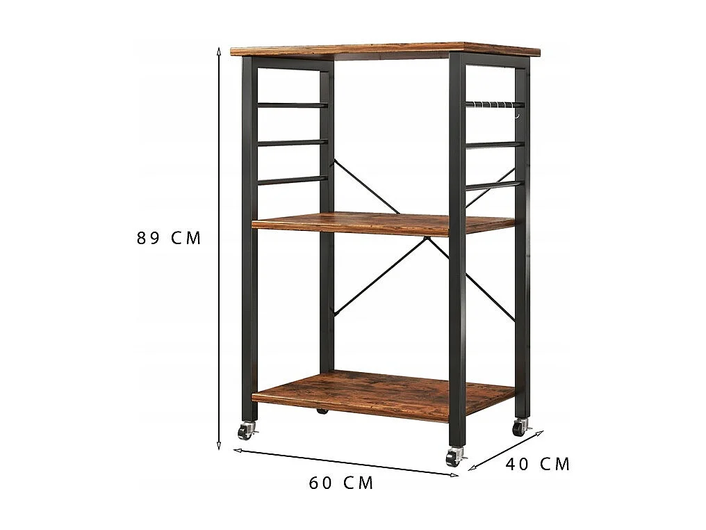 Armoire mobile sur roulettes table de petit déjeuner rustique chariot de cuisine loft