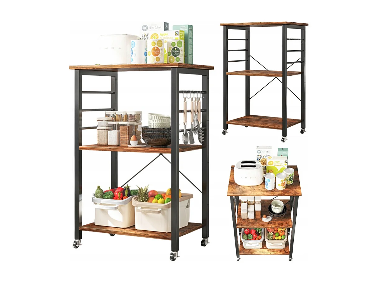 Armoire mobile sur roulettes table de petit déjeuner rustique chariot de cuisine loft