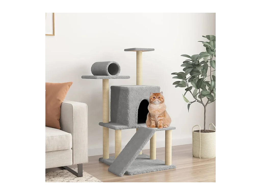 Arbre à chat avec griffoirs en sisal gris clair 110,5 cm