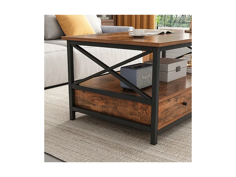 Ława stolik drewniany kawowy loft industrialny szuflady salonu stół 100cm