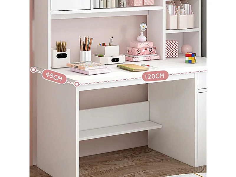 Biurko komputerowe białe loft pod laptop nowoczesne skandynawski 7 półek