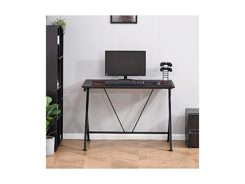 BUREAU TABLE DE JEUX INFORMATIQUE LOFT MODERNE NOIR CARBONE 100 CM