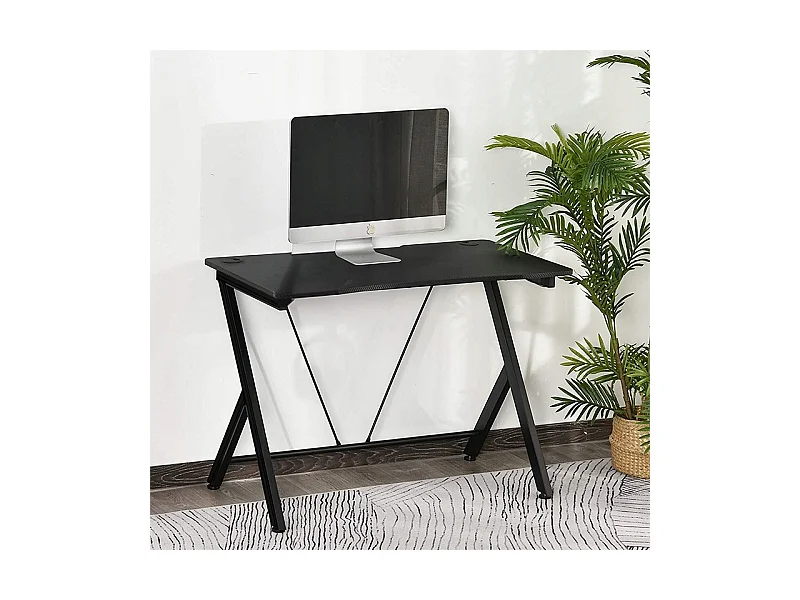 BUREAU TABLE DE JEUX INFORMATIQUE LOFT MODERNE NOIR CARBONE 100 CM
