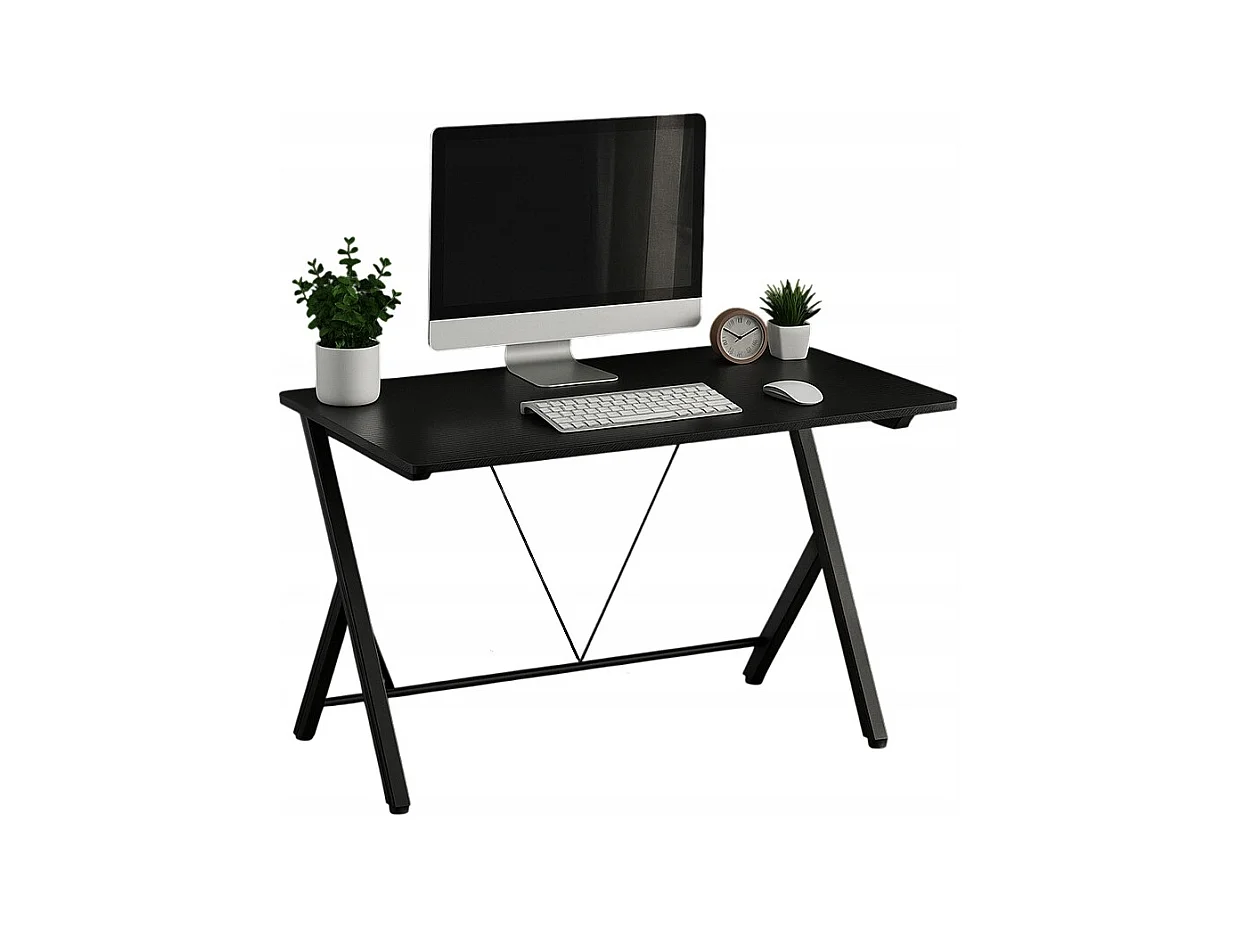 BUREAU TABLE DE JEUX INFORMATIQUE LOFT MODERNE NOIR CARBONE 100 CM