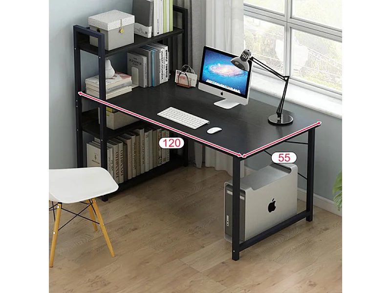 Biurko komputerowe stolik loft czarne młodzieżowe z regałem półkami 120 cm
