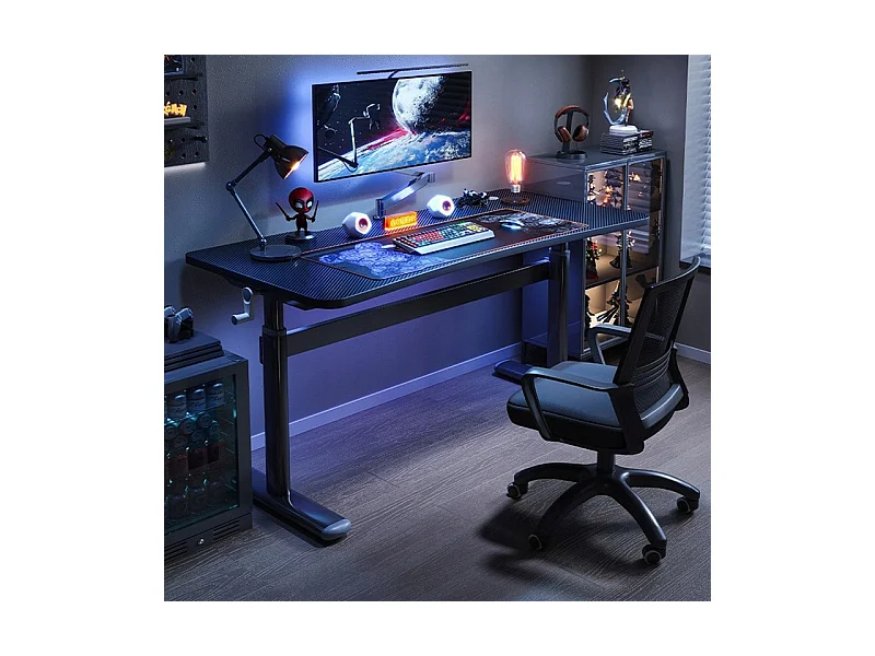 BUREAU RÉGLABLE POUR ENFANTS, ORDINATEUR, JEUX VIDÉO, TABLE LOFT NOIR 100 CM