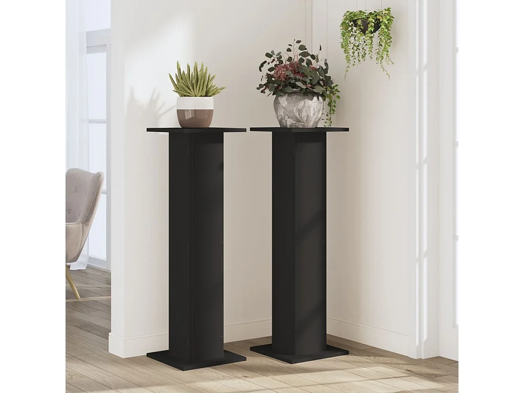 Soportes para plantas 2 piezas negro 30x30x95 cm madera de ingeniería