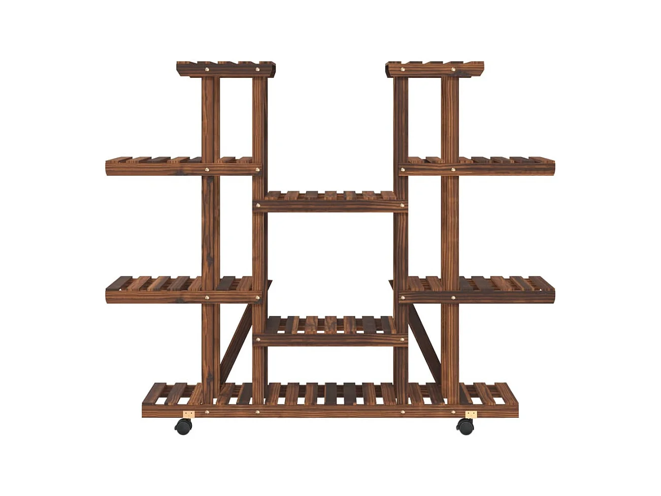 Soporte para flores con ruedas 110x25x115 cm madera maciza de abeto