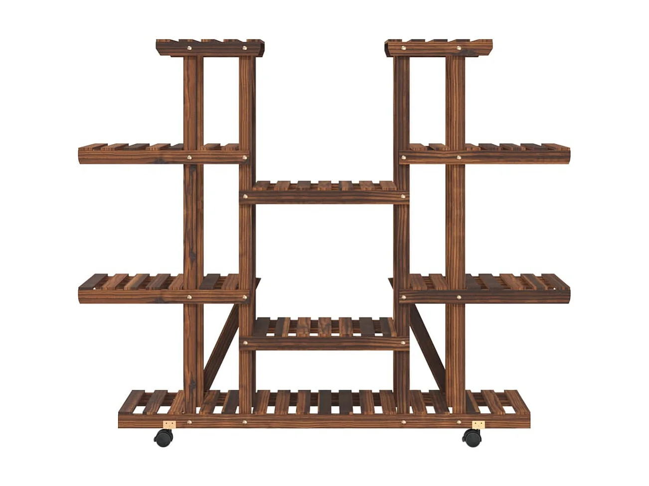 Soporte para flores con ruedas 110x25x115 cm madera maciza de abeto