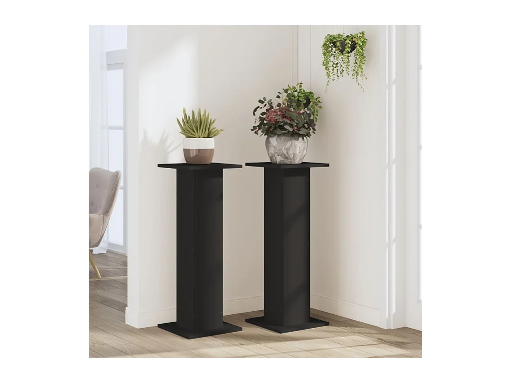 Plantenstandaards 2 stuks zwart 30x30x80 cm bewerkt hout