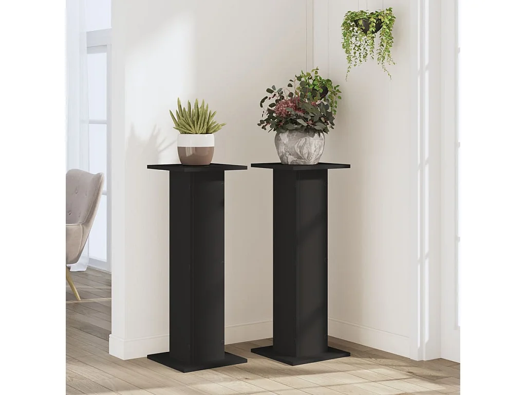 Plantenstandaards 2 stuks zwart 30x30x80 cm bewerkt hout