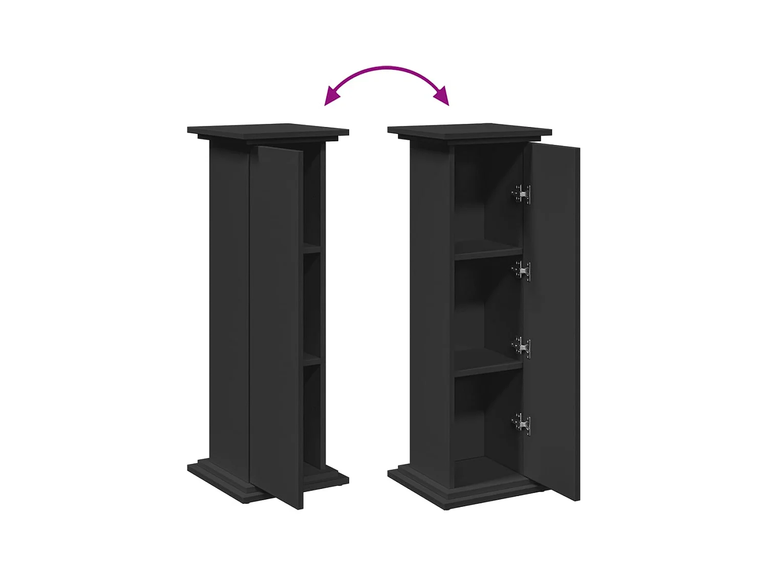 Sokkel met zwarte opbergruimte 31x30x90 cm bewerkt hout