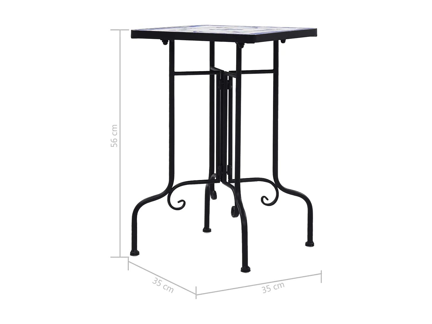 Table de bistro mosaïque bleu et blanc Céramique