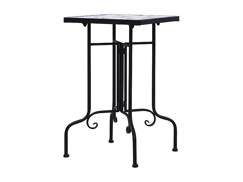 Table de bistro mosaïque bleu et blanc Céramique