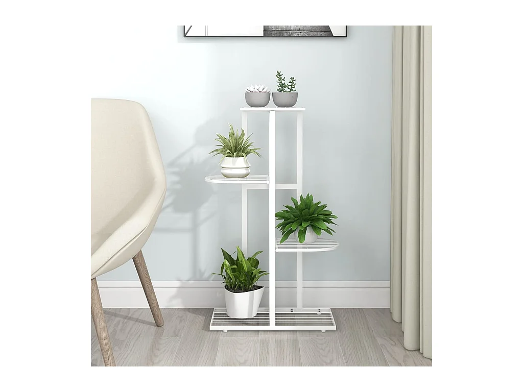 Support pour plantes 4 niveaux 43x22x76 cm Blanc Métal