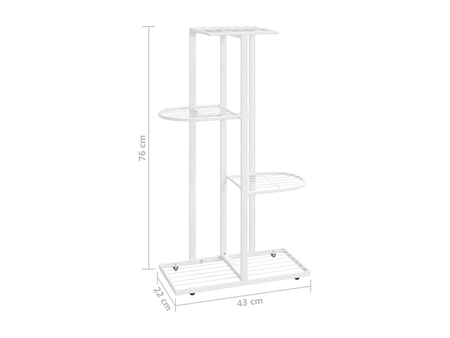 Soporte para plantas de 4 niveles 43x22x76 cm Metal blanco