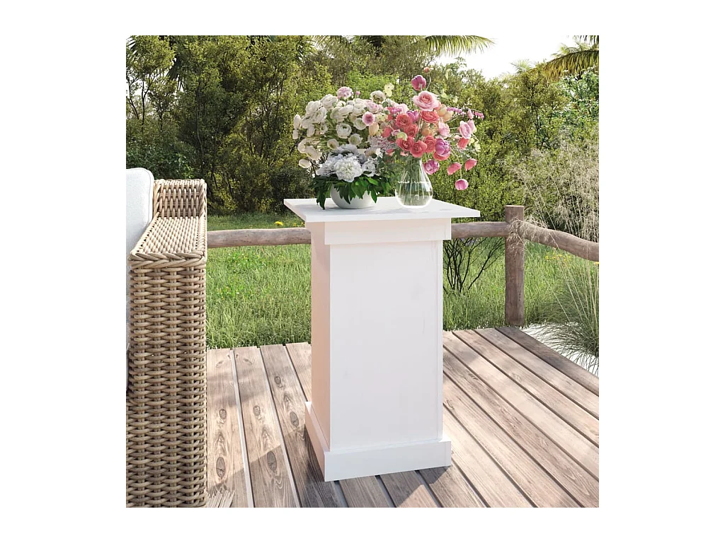 Jardinera Blanca 40x40x60 cm Madera maciza de pino