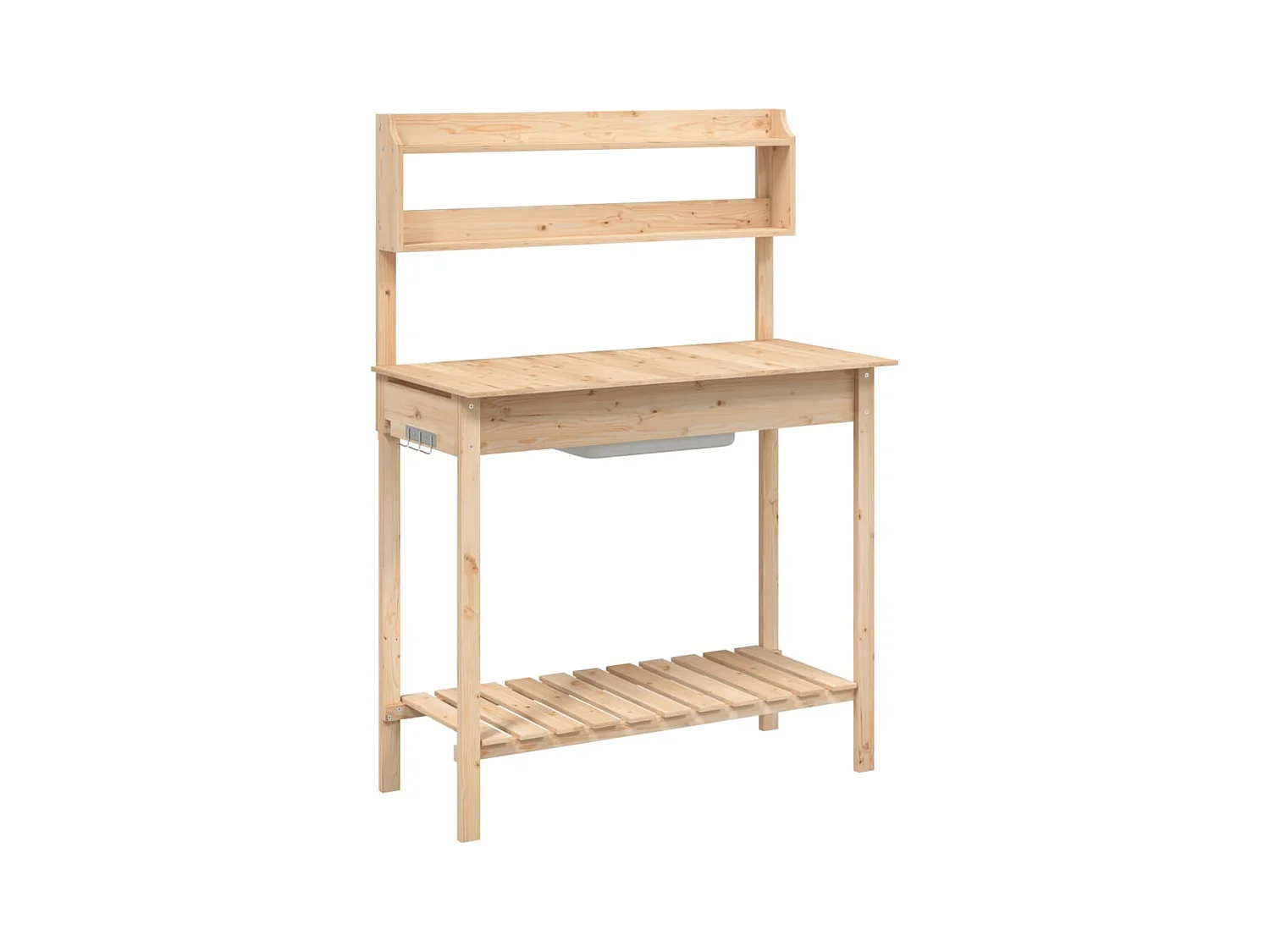 Mesa de jardinería y fregadero 147,5x44x139,5 cm madera maciza de abeto