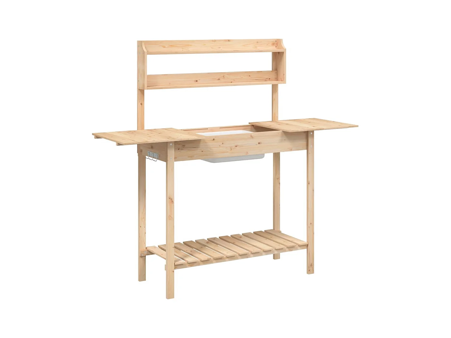 Mesa de jardinería y fregadero 147,5x44x139,5 cm madera maciza de abeto