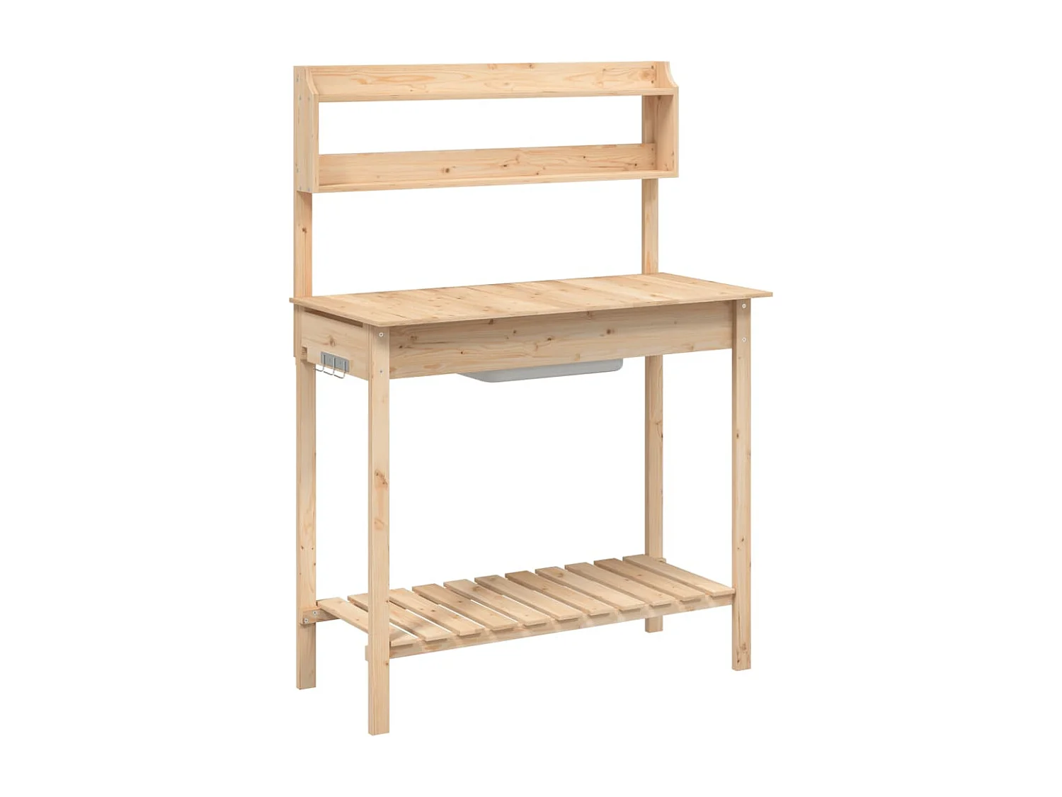 Table de rempotage et évier 147,5x44x139,5 cm bois massif sapin