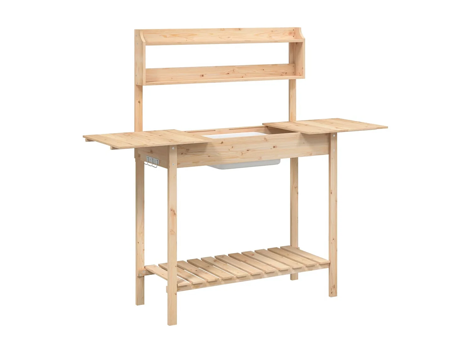 Table de rempotage et évier 147,5x44x139,5 cm bois massif sapin