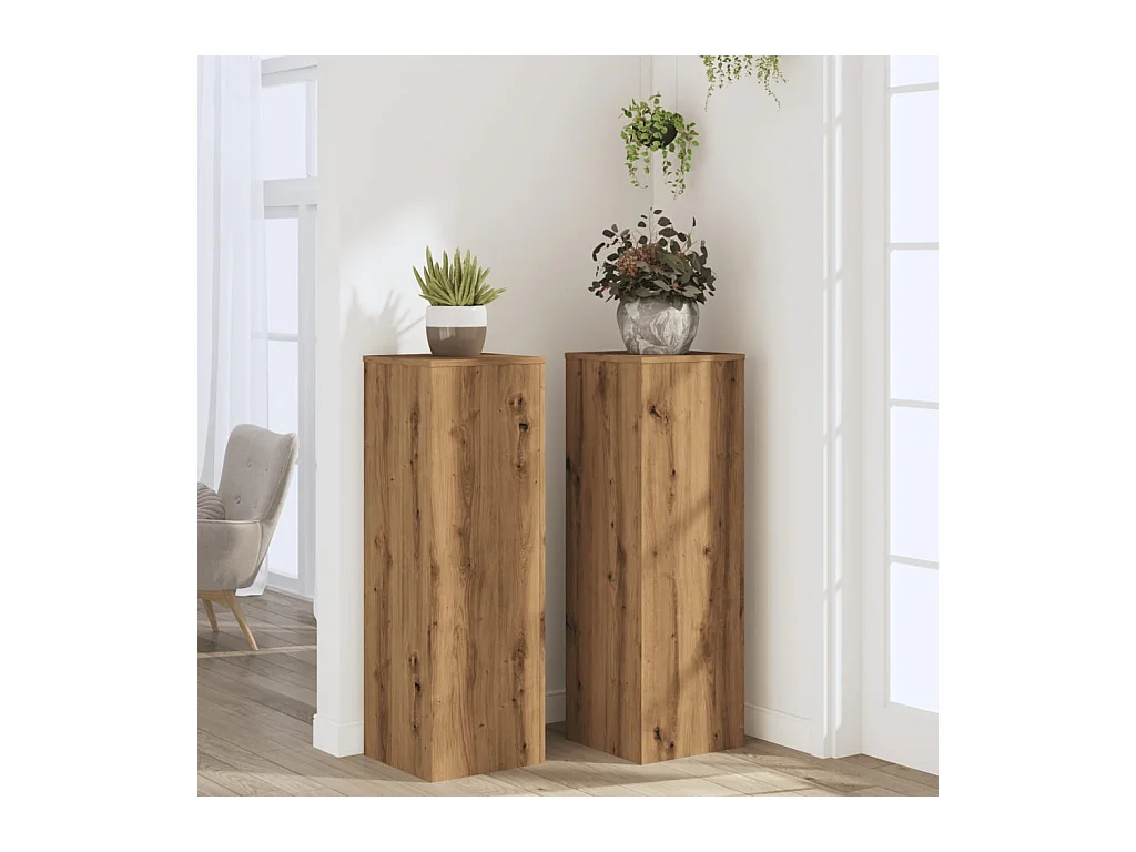 Portavasi 2 pezzi in legno di quercia lavorato