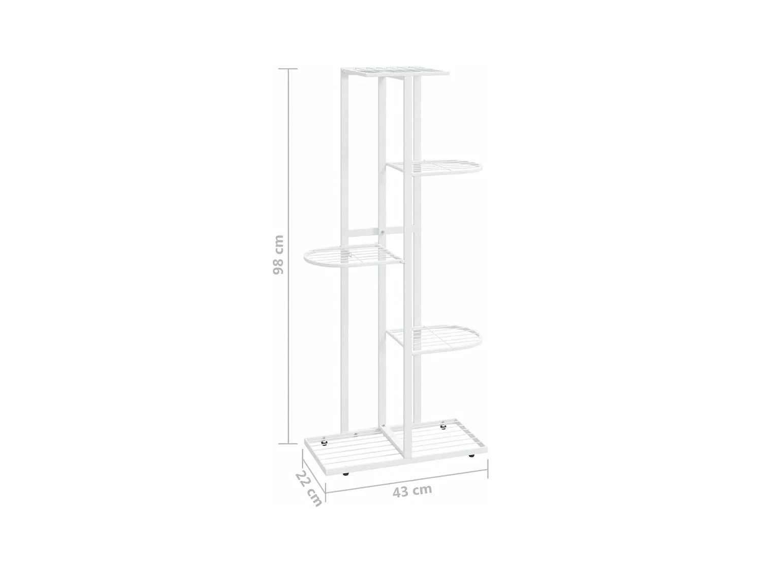 Plantenstandaard met 5 lagen 43x22x98 cm Wit Metaal