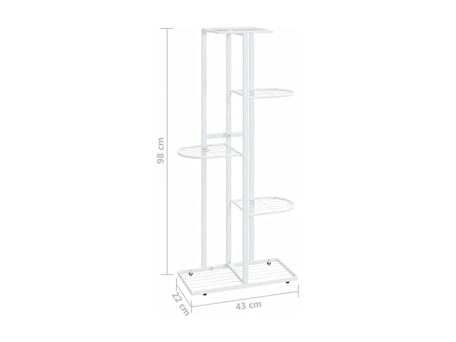 Support pour plantes 5 niveaux 43x22x98 cm Blanc Métal