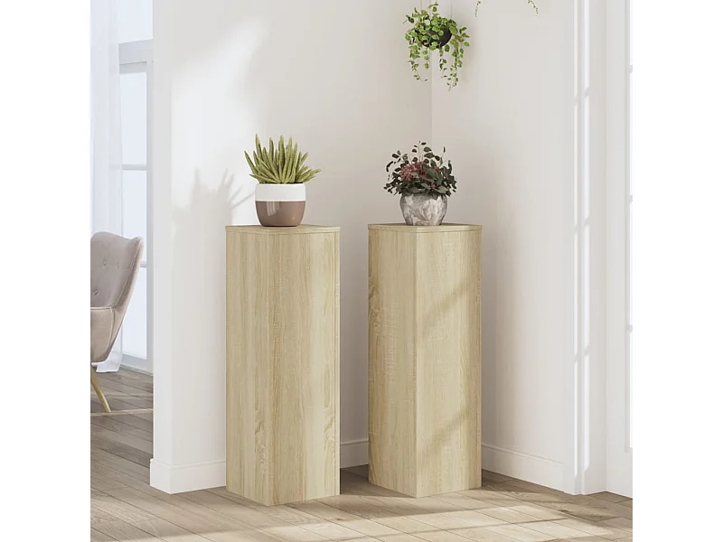 Soportes para plantas 2 piezas de madera de ingeniería de roble Sonoma
