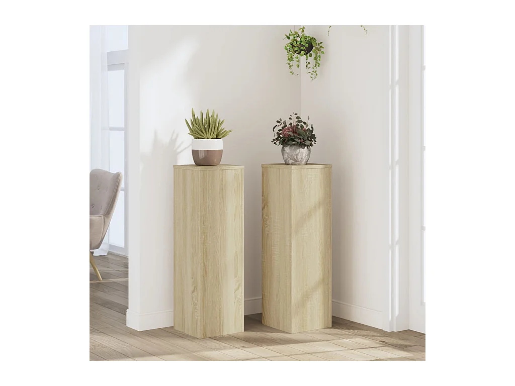 Soportes para plantas 2 piezas de madera de ingeniería de roble Sonoma